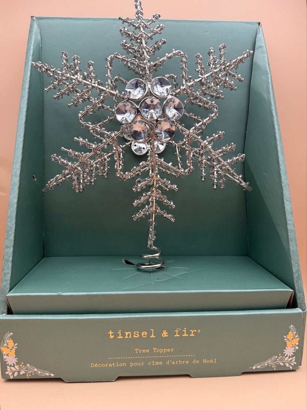 Tinsel & Fir Snowflake Christmas Tree Topper